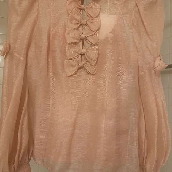 Zimmermann Blush Linen Bow-Detail Blouse · New with Tags · Size 1 (AU 1 / US 4 / - Picture 1 of 6